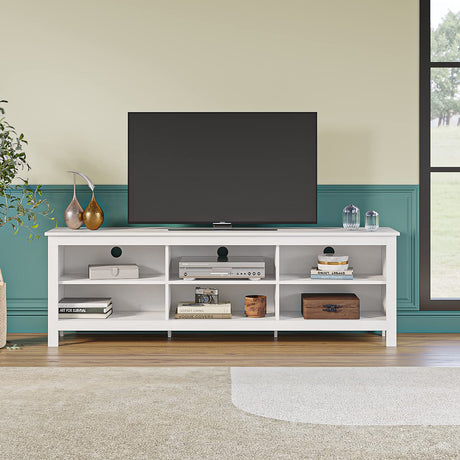 Panana TV Stand with 6 Cubby for 75 inch TV, Television Stands Entertainment Center Media Stand TV Table for Living Room, Bedroom (White 70 inch) Panana