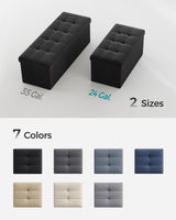 SONGMICS Mazie Collection - 30 Inches Folding Storage Ottoman Bench, Ottoman Foot Rest, End of Bed Bench, Storage Chest, Load 660 lb, for Living Room, Bedroom, Entryway, Ink Black ULSF047B01 SONGMICS