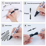 DAPAWIN Black Paint Pen Permanent Markers Waterproof -4 Black paint markers,paint marker for Metal,Rocks,Wood,Plastic,Tire,Glass,Fabric,label,Medium Tip,Oil Based Paint Markers Black Markers Permanent DAPAWIN