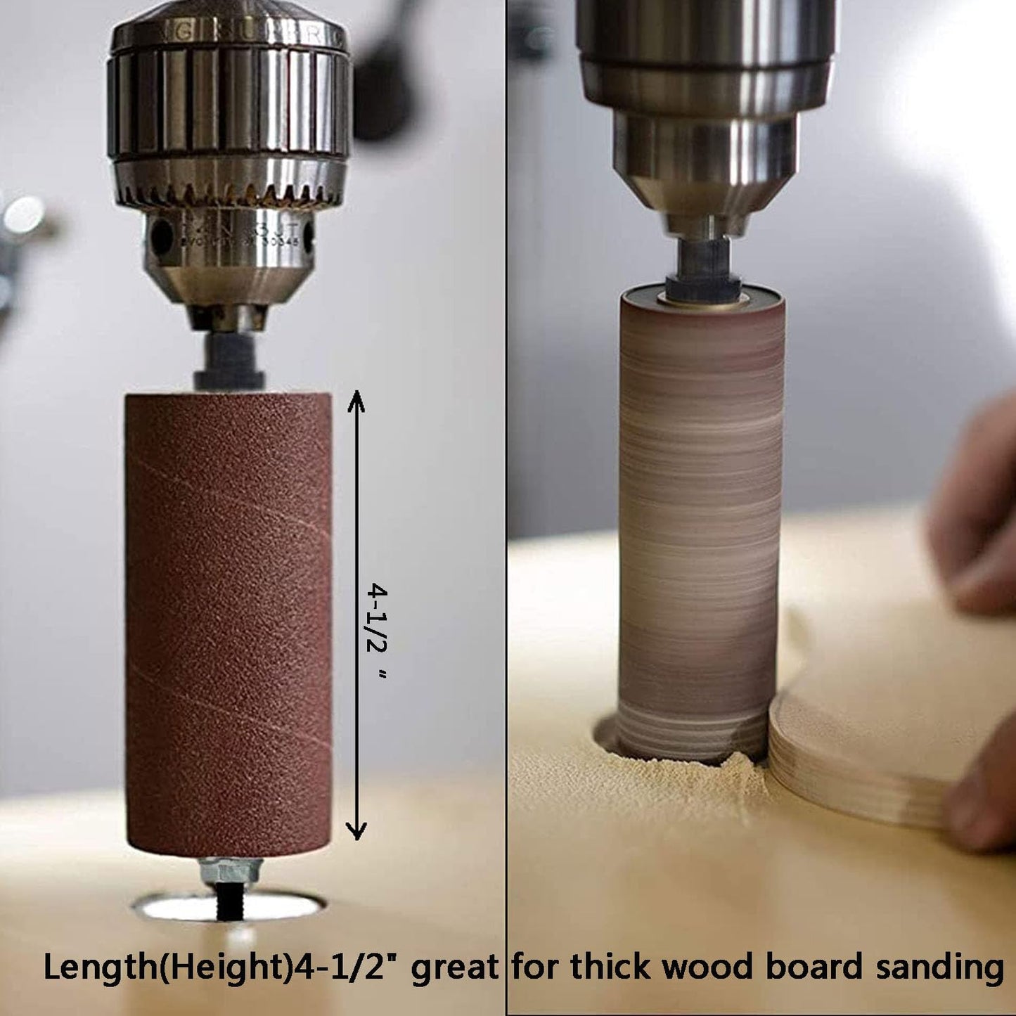 Portable Spindle Sander Drum Sander Set Hand-Held Rubber Sanding Drum Held Rubber Sanding Drum for Metal Wood Glass Stone for Drill 4-1/2" x 1-1/2" - WoodArtSupply