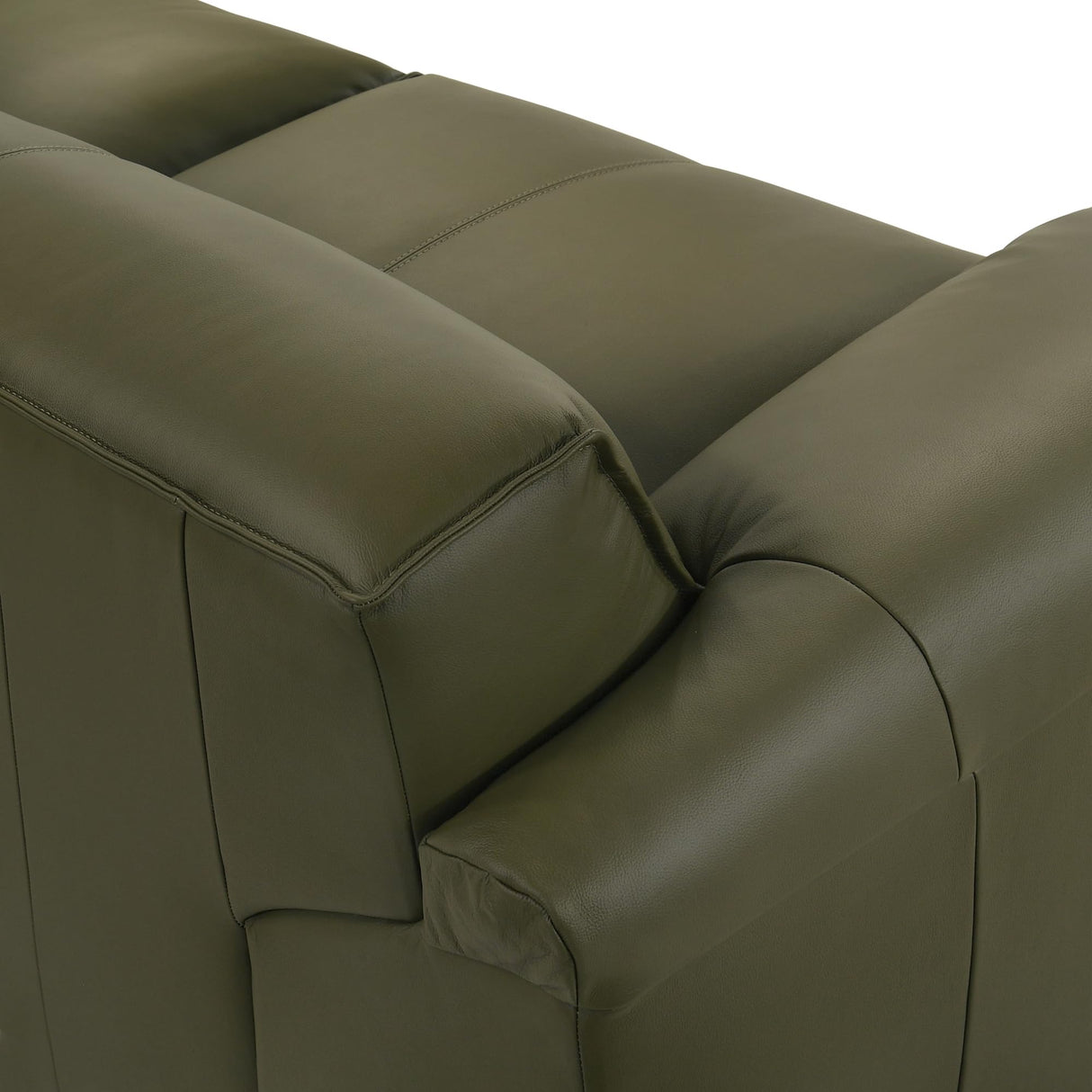 Tanner 74 in. Leather Loveseat with Padded Arms in Green or Khaki Armen Living