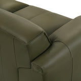Tanner 74 in. Leather Loveseat with Padded Arms in Green or Khaki Armen Living