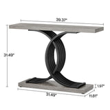 Tribesigns Industrial Entryway Table, 39-Inch Vintage Console Table Accent Table with Geometric Metal Legs, Narrow Wood Sofa Table Foyer Table for Entrance, Living Room (Gray & Black) Tribesigns