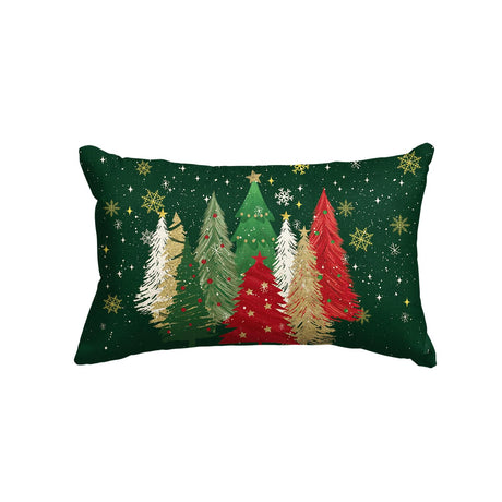 AVOIN colorlife Green and Red Merry Christmas Trees Snowflake Throw Pillow Cover, 12 x 20 Inch Seasonal Winter Holiday Cushion Case Decoration for Sofa Couch AVOIN colorlife
