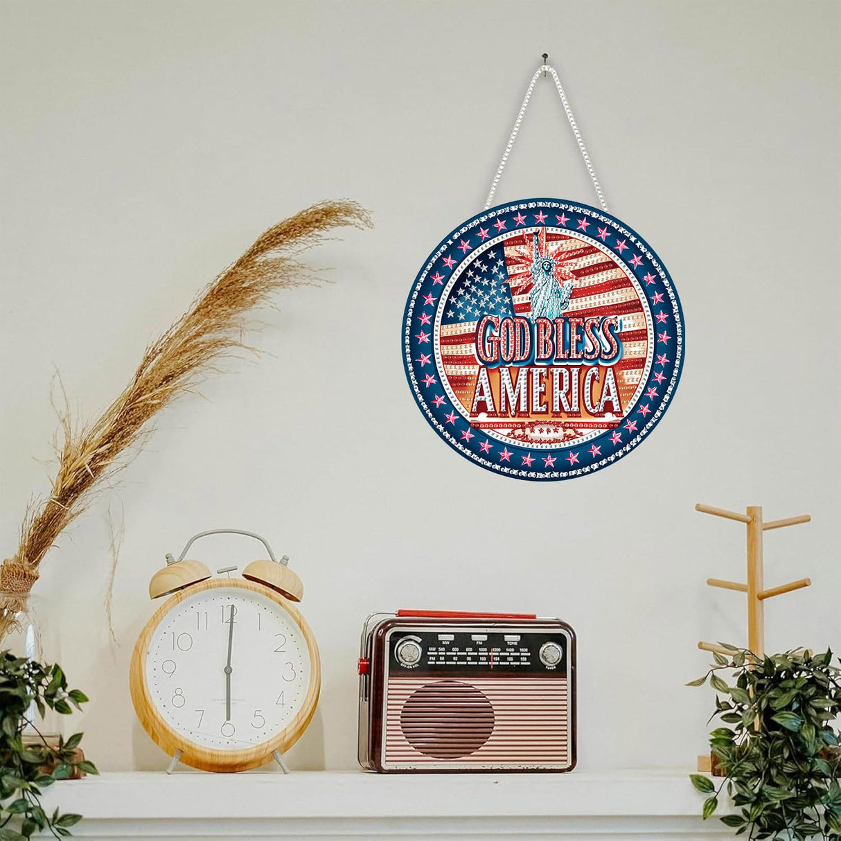 SKRYUIE Hanging Diamond Art Kits for Adults Pendant Statue of Liberty, Special Shaped Crystal DIY Diamond Painting Kit, Acrylic Board Wreath Pendants Double Sided, Home Decor 7.48 x 7.32 Inch c10 SKRYUIE