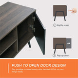 WAMPAT Mid Century Modern TV Stand for TVs up to 65 inches, Wood TV Console Media Cabinet with Storage, Entertainment Center for Living Room Bedroom, Black, 60 inch WAMPAT