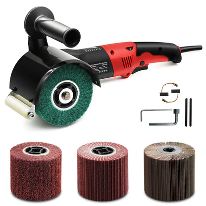 Burnishing Polishing Machine, 1200W 110V Polisher Sander Burnishing Polishing Tools Set with 4PCS Non-woven Burnishing Wheels (80# 120# 240# 320#) for Polishing Metal Stripping Paint and Sand - WoodArtSupply