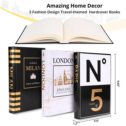 3 Pieces Decorative Books for Home Decor,Set of 3 Hardcover Modern Decorative Book Stack,Fashion Design Book Stack for Table/Shlef/Living Room