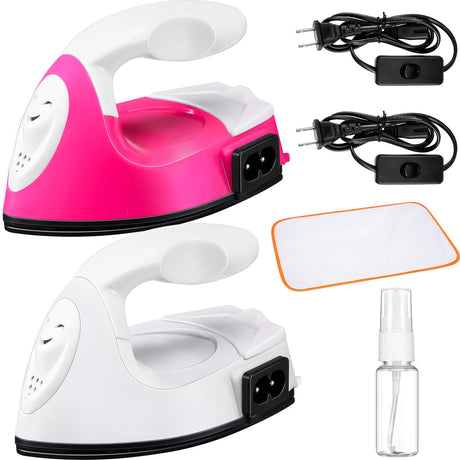 Honoson 2 Pieces Mini Craft Iron Mini Heat Press Iron with Charging Base Accessories for Beads Patch Clothes T Shirts Shoes Clothes and Hats Honoson