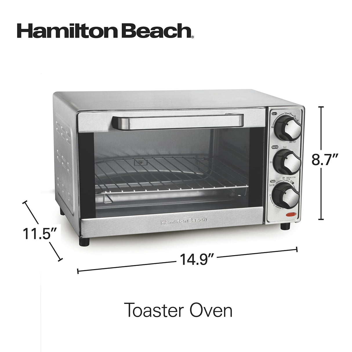 Hamilton Beach Countertop Toaster Oven & Pizza Maker Large 4-Slice Capacity, Stainless Steel (31401) Hamilton Beach