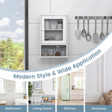 Tangkula Bathroom Cabinet, Wall Mounted Storage Organizer W/Door and Open Shelf, Hanging Medicine Cabinet, White Tangkula