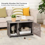 HOOBRO Cat Litter Box Enclosure, Hidden Cat Litter Box Furniture with Louvered Door, Spacious Hidden Cat Washroom with Divider, Cat Furniture Cabinet, 31.5" L x 17.7" W x 18.1" H, Greige BG07MW01 HOOBRO