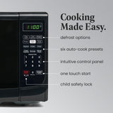 Farberware Countertop Microwave 700 Watts, 0.7 Cu. Ft. - Microwave Oven With LED Lighting and Child Lock - Perfect for Apartments and Dorms - Easy Clean Grey Interior, Retro Black Farberware