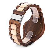 BEWELL ZS-W023A Mens Wooden Watch Quartz Movement Lightweight Handmade Calendar Analog Wrist Watch BEWELL