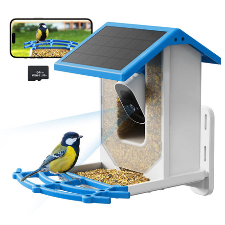 Smart Bird Feeder with Camera - Solar Powered Wireless Video Bird Cam Live 4MP 2.5K Full HD Two-Way Audio APP Control Instant Notification AI TREEBIRDY