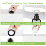 Bedside Touch Control Table Lamp with Dual USB Charging Ports 1 AC Outlet, 3 Way Dimmable Modern Nightstand Lamp with White Fabric Shade, Desk Lamp for Bedroom Living Room Office with 5000K LED Bulb Lakumu