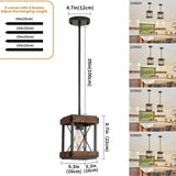 HOXIYA Farmhouse Pendant Light, 2 Pack Rustic Farmhouse Linear Chandelier with Wood and Metal Cage, Kitchen Island Pendant Light Adjustable Height for Dining Room Light Kitchen Island Bedroom HOXIYA