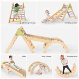 aiwo Pikler Triangle Set 7in1 Montessori Toddler Climbing Toys Indoor, Climbing Toys for Toddlers 1-3 Inside, Baby Climbing Gym Toddler Climber Indoor Playground aiwo
