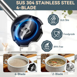 LINKChef 7 in 1 Immersion Blender Scratch Resistant, 2 Titanium Steel Blades 800W Hand Blender, 20 Speed and Turbo Mode Stick Blender Immersion with Whisk, Milk Frother, Food Processor, Beaker LINKChef