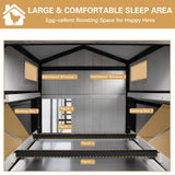 PetsCosset 116" L Large Chicken Coop and Run, Hen House with 4 Nesting Box Boxes, Rabbit Hutch Poultry Bunny Cage for 4-6 Chickens with 4 Perches, Removable Tray and Ramp and UV-Resistant Roof Panel PetsCosset