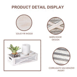 Venalys Wooden Toilet Tank Basket, Rustic Bathroom Decor Box, Farmhouse Toilet Paper Organizer Holder, Decorative Bathroom Storage Basket, Barn Door (Whitewash) Venalys