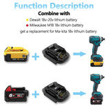 DM18M Battery Adapter Compatible for Dewalt 18v-20v Lithium Batteries & for Milwaukee 18v M18 Lithium Batteries, Work Compatible with Makita 18v Cordless Power Tools Echoyee