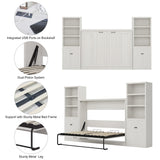 Merax Twin Size Murphy Bed Wall Bed, Folding into a Cabinet, Space Saving Bedroom Furniture for Multipurpose Guest Room, Home Office, Rustic White Merax