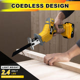 Cordless Reciprocating Saw Compatible with Dewalt 20V MAX Battery, Mini Recipro Saw Cordless with 4 Blades, 3500 SPM Variable Speed, One-Handed Operation, Tool-free Blade Change, No Battery Included RAYLEEY