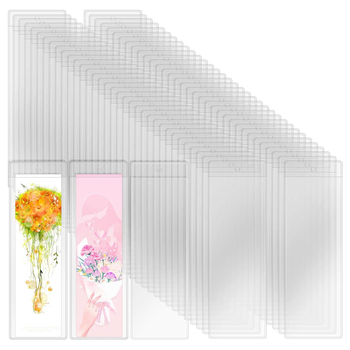 Wpxmer 100 PCS Clear Bookmark Sleeves, Blank Bookmark Holder Sleeves for School and Office Use, 6.7 x 2.3 inches Wpxmer