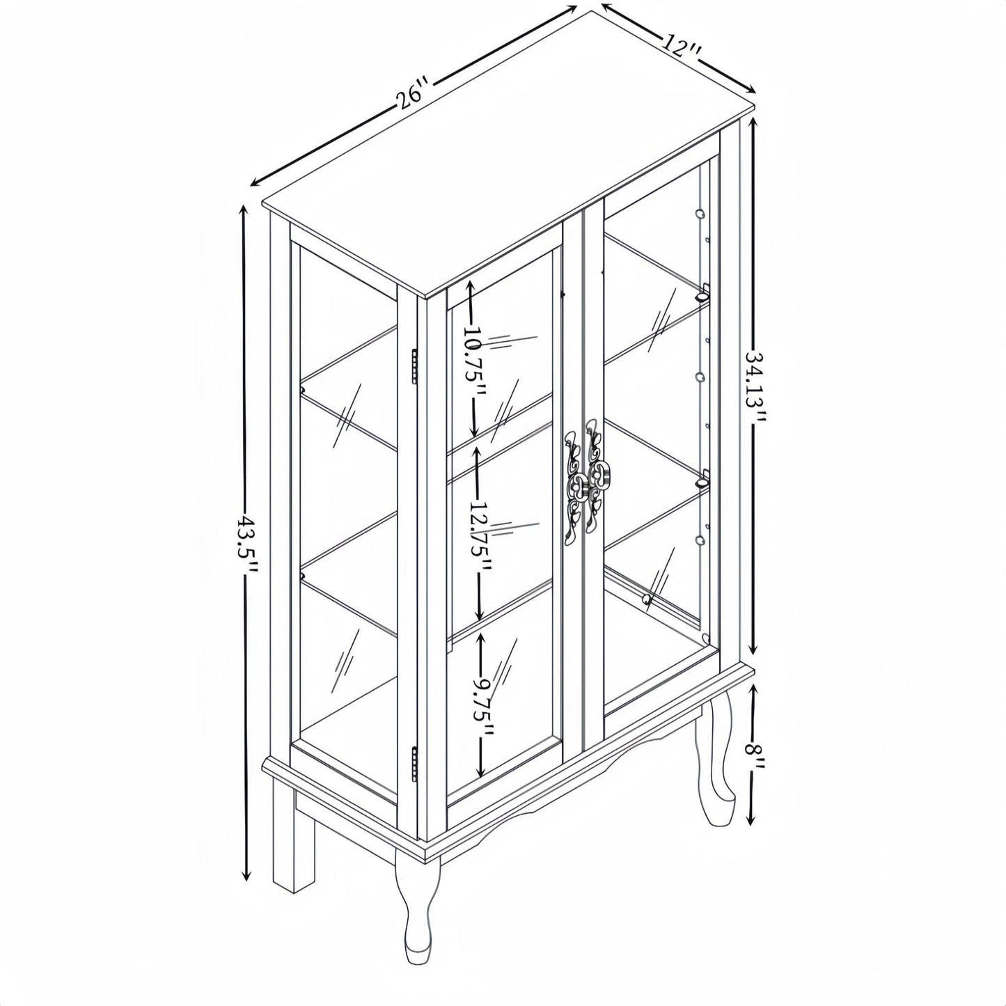 CKEASEAN Curio Cabinet with Tempered Glass Doors, Corner Display Cabinet with Lights,China Storage Cabinet with Mirrored Back Panel and Adjustable Shelves for Bedroom, Living Room (Cherry) - WoodArtSupply