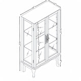 CKEASEAN Curio Cabinet with Tempered Glass Doors, Corner Display Cabinet with Lights,China Storage Cabinet with Mirrored Back Panel and Adjustable Shelves for Bedroom, Living Room (Cherry) CKEASEAN