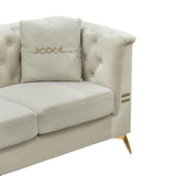 UDiaoszAM 3 Seater 82" Chesterfield Sofa, Wide and Thick Cloud Couch with Tuxedo Arm Tufted Back, Plush Velvet Fabric Sofa Comfy Couches for Living Room with Two Pillows (1, White) UDiaoszAM