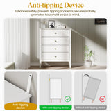 RoyalCraft White Fluted 4 Drawer Dresser for Bedroom, Modern Chest of Drawers, Wood Dresser for Storage Clothes, Wooden Storage Cabinet Nightstand for Bedroom, Hallway, Living Room, Entryway RoyalCraft