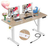 farexon 48 x 24 inch Standing Desk Electric Adjustable Height with Charging Station, Stand up Desk with Ergonomic Workstation, 4 Preset Heights Easy to Set（Oak Grey farexon