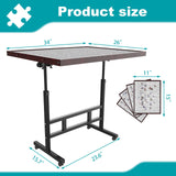 Jigsaw Puzzle Table 1500 Pieces,Adjustable Height&Up Puzzle Board with Cover and 4 Drawers,34×26in Puzzle Tables for Adults,Puzzle Board with Cover with Legs for Puzzle Doer(Coffee Color) RAGOZONERY