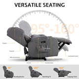 BINGTOO Electric Power Recliner Chair with Massage & Heat - Ergonomic Wingback Lounge Sofa Chair for Living Room, Home Theater Seating & RV with LED Light/Cup Holders/USB Ports, Grey BINGTOO