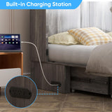 Mjkone Murphy Bed Queen Size Cabinet with Tri-Fold Memory Foam Mattress, USB Charging Station, Farmhouse Wood Space-Saving Hidden Folding Chest Cabinet Bed for Guest Room Apartment, Gray Mjkone