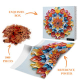 Colorful Flower Puzzle for Adults 1000 Piece, Rainbow Mandala Floral Jigsaw Puzzle, Color Papercut Art Puzzle BBOLDIN