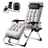 VINGLI Padded Zero Gravity Chair, Lounge Chair with Removable Cushion & Tray， Folding Reclining Patio Chairs， Recliner Chair for Lawn，Indoor and Outdoor VINGLI