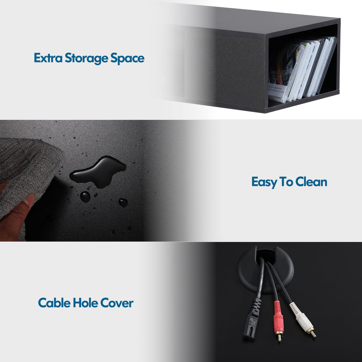 FITUEYES Black Floating TV Stand, Wall Mounted Entertainment Center Wood Storage, Media Console Shelf Under TV for Living Room, 39.4" FITUEYES