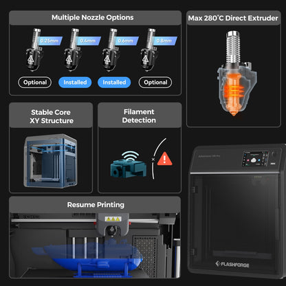 FLASHFORGE Adventurer 5M Pro 3D Printer, 600mm/s High-Speed, FDM 3D Printer Auto Leveling with 280°C Quick Detachable Nozzle, Core XY Structure, Dual Filtration System, Print Size 220x220x220 - WoodArtSupply