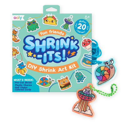 Ooly Shrink-Its 28 PC DIY Shrinking Art Kit That Creates Charms and Tags, Includes 20 Plastic Pre Cut Charms and More, No Mess Art for Kids, DIY Creative Activity, Ideal Party Favor - Fun Friends