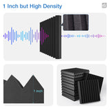 12 Pack Acoustic Panels Self-Adhesive, 1" X 12" X 12" Quick-Recovery Sound Proof Foam Panels, Acoustic Foam Wedges High Density, Soundproof Wall Panels for Home Studio,Carbon Black HEMRLY