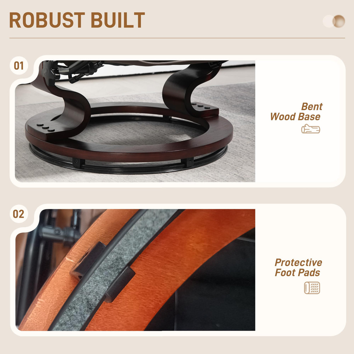 HOMCOM Recliner with Ottoman, Swivel Recliner Chair and Ottoman, Faux Leather Reclining Chair with High Back and Wood Frame for Living Room, Bedroom, Brown HOMCOM