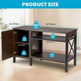 PAWZOO 55-75 Gallon Fish Tank Stand - Heavy Duty Aquarium Stand with Power Outlets, Cabinet for Fish Tank Accessories Storage, Metal Frame, Suitable for Fish Tank, Turtle Tank, 880LBS Capacity, Brown PAWZOO