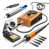 90W Digital display soldering station, stable knob control, independent switch power supply, tin wire, tin absorber, anti-static tweezers, 5 soldering iron tips, handle fixed bracket MEAKEST