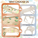 KidsBuddy Pikler Triangle Set with Cushion 9 in 1 Climbing Toys for Toddlers 1-3 Indoor Baby Climbing Gym Toddler Montessori Toys Wooden Climbing Toys with Maze Toys, Shape Sorting Toys, Dinosaur Car KidsBuddy