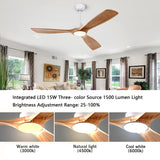 Ceiling Fans with Lights, 52 Inch Ceiling Fan with Remote/APP Control,3CCT Dimmable Light,Noiseless Reversible DC Motor,3 Solid Wood Blades,Indoor/Outdoor Ceiling Fans for Bedroom,Farmhouse,Patio ducrew