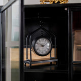 SOFFEE DESIGN 7.5'' x 10'' Mantel Clock Iron Tower Frame, Creative Bird Ornament Tabletop Clock, Silent Clock with Hollow Carved Back Cover for Home Decor, Black SOFFEE DESIGN