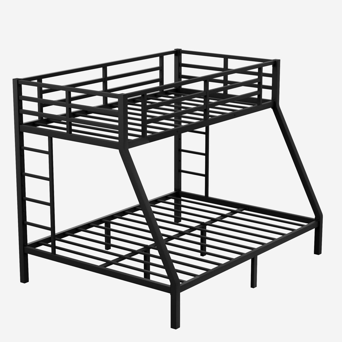 Heavy Duty Bunk Bed for Adults, Twin XL Over Queen Bunk Beds with 2 Build in Ladder and Full Length Guardrail, Twin XL Over Queen Bunk Bed for Adults, Teens, Kids, No Box Spring Needed